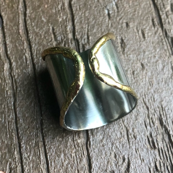 🔶 Handmade Mixed Metal Cuff Ring 🔶 - Picture 4 of 9